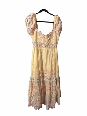 LoveShackFancy Pastel Embroidered Yellow Dress